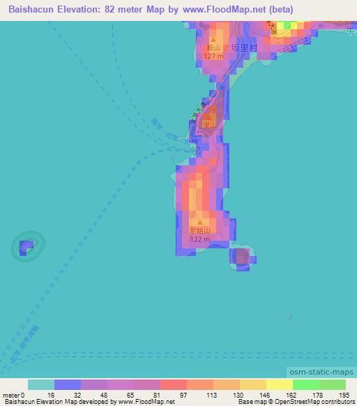 Baishacun,Taiwan Elevation Map