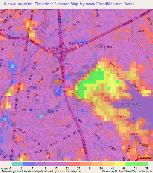 Niao-sung-ts'un,Taiwan Elevation Map