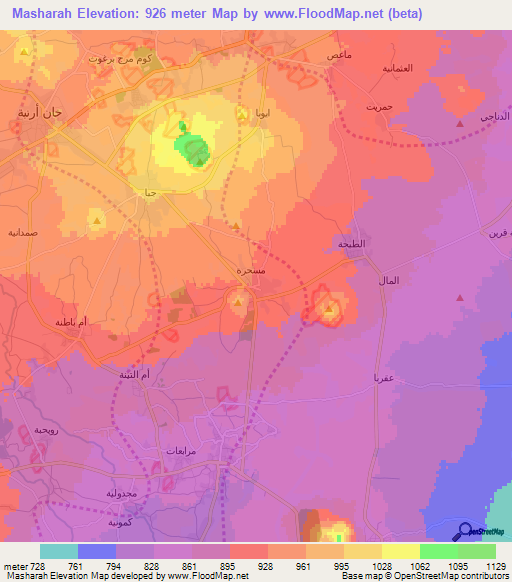 Masharah,Syria Elevation Map