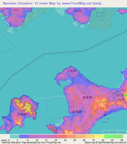 Nanshan,Taiwan Elevation Map