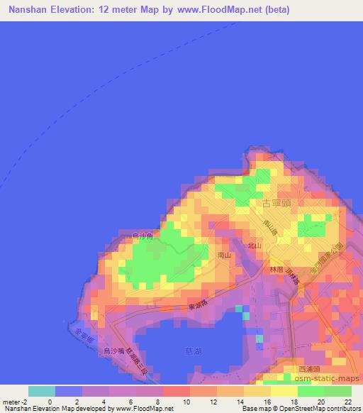 Nanshan,Taiwan Elevation Map