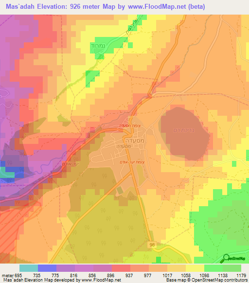 Mas`adah,Syria Elevation Map