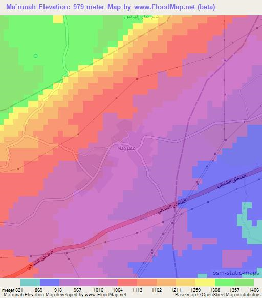 Ma`runah,Syria Elevation Map