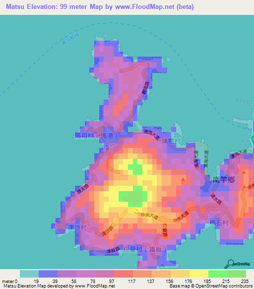Matsu,Taiwan Elevation Map