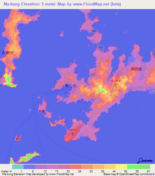 Ma-kung,Taiwan Elevation Map