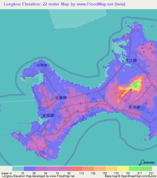 Longkou,Taiwan Elevation Map