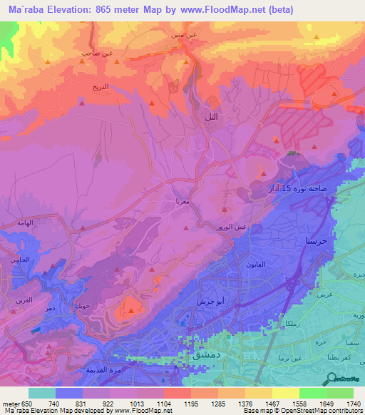 Ma`raba,Syria Elevation Map