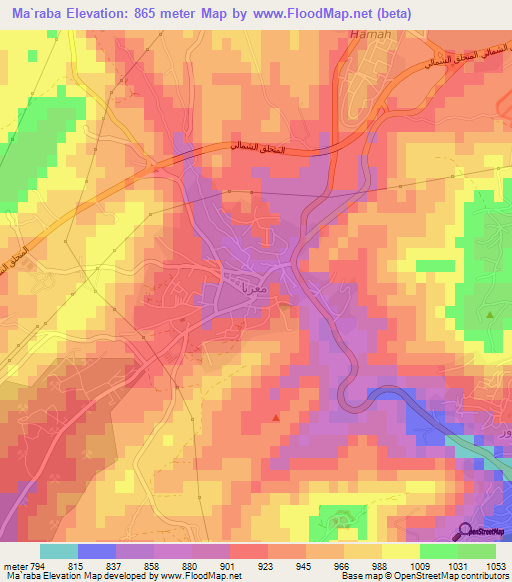 Ma`raba,Syria Elevation Map