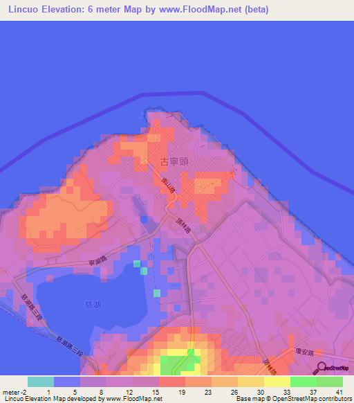 Lincuo,Taiwan Elevation Map