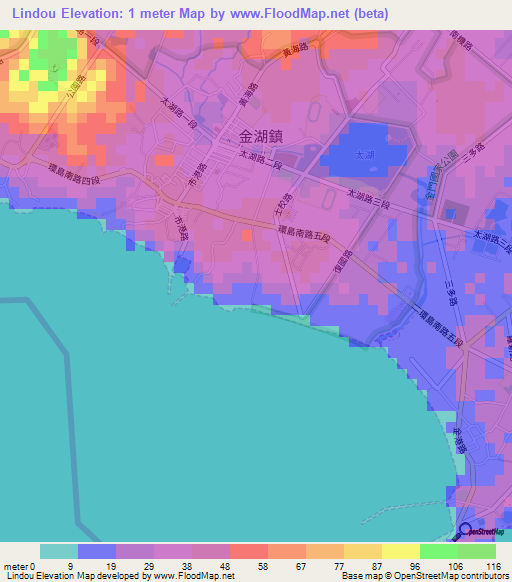 Lindou,Taiwan Elevation Map