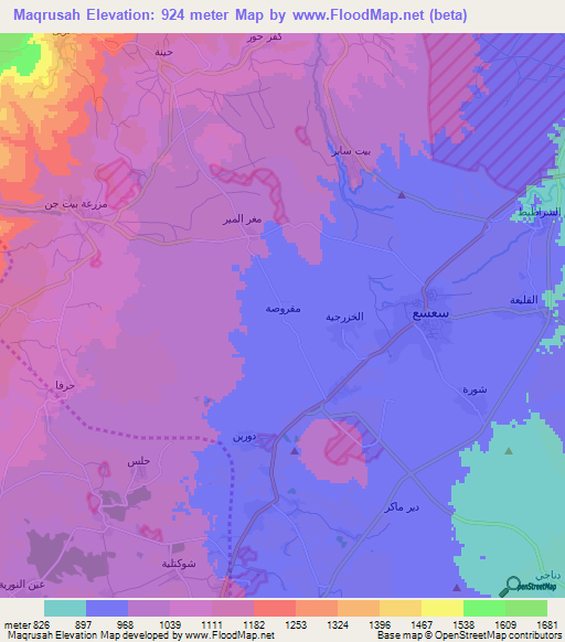 Maqrusah,Syria Elevation Map