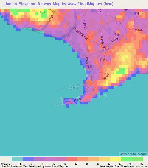 Liaoluo,Taiwan Elevation Map