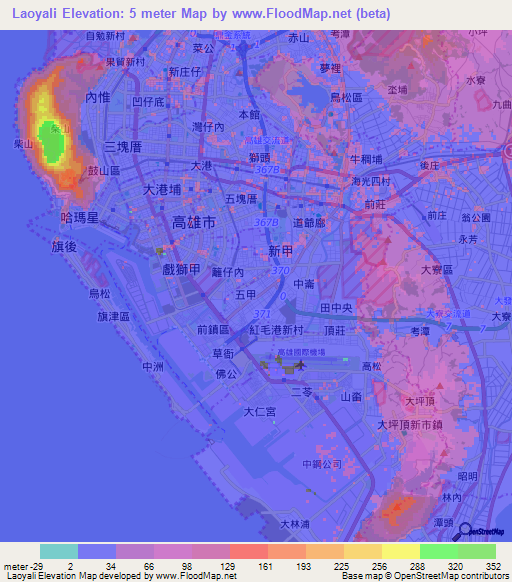 Laoyali,Taiwan Elevation Map