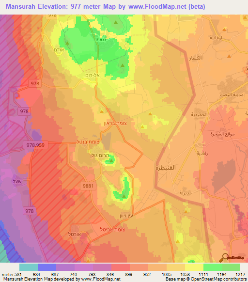 Mansurah,Syria Elevation Map