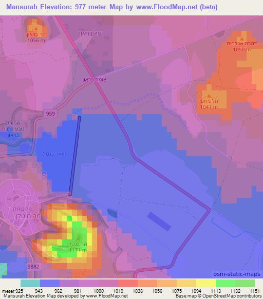 Mansurah,Syria Elevation Map