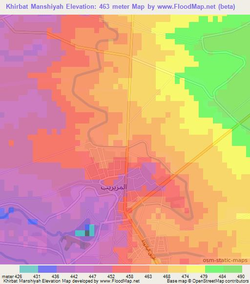 Khirbat Manshiyah,Syria Elevation Map