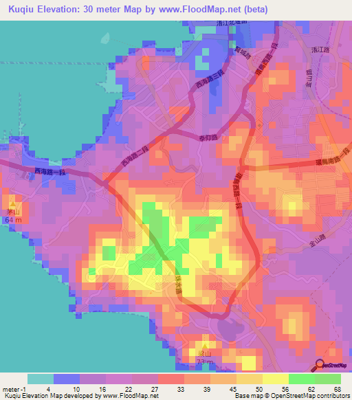 Kuqiu,Taiwan Elevation Map