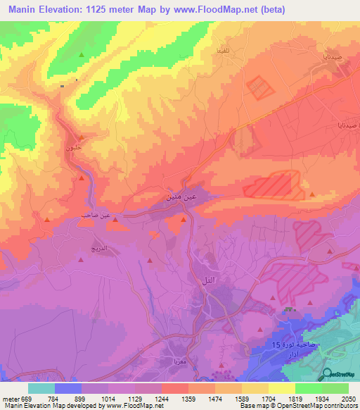 Manin,Syria Elevation Map