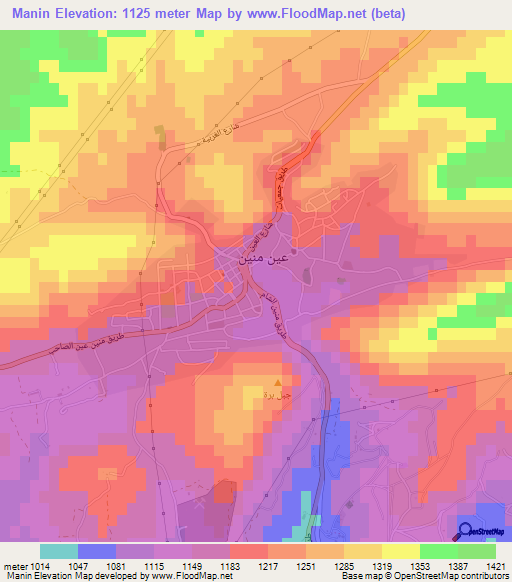 Manin,Syria Elevation Map