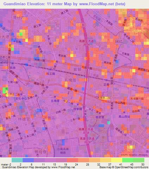 Guandimiao,Taiwan Elevation Map