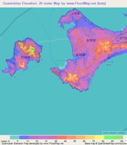 Guanlubian,Taiwan Elevation Map