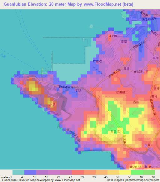 Guanlubian,Taiwan Elevation Map