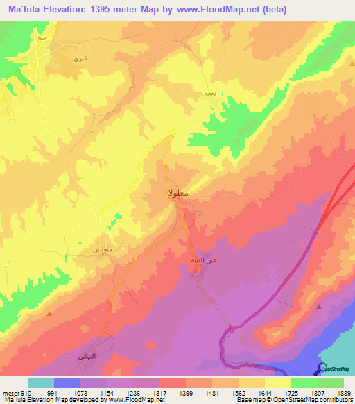 Ma`lula,Syria Elevation Map