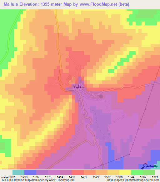 Ma`lula,Syria Elevation Map
