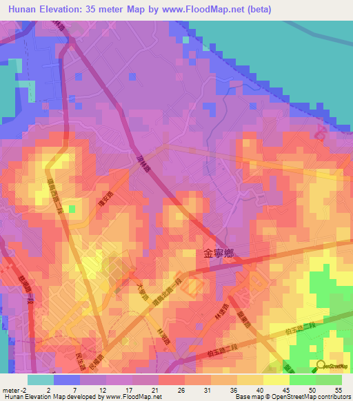 Hunan,Taiwan Elevation Map