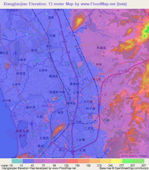 Xiangjiaojiao,Taiwan Elevation Map