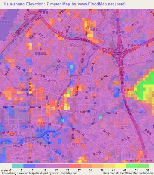 Hsin-shang,Taiwan Elevation Map