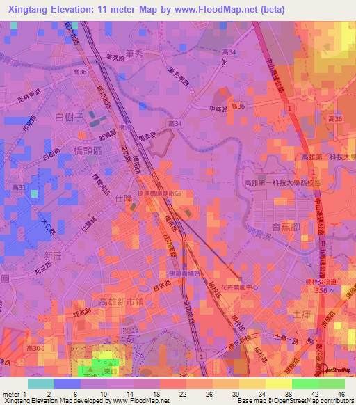 Xingtang,Taiwan Elevation Map