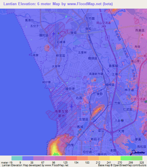 Lantian,Taiwan Elevation Map