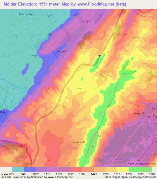 Ma`dar,Syria Elevation Map