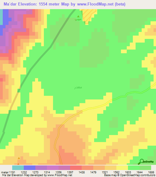 Ma`dar,Syria Elevation Map