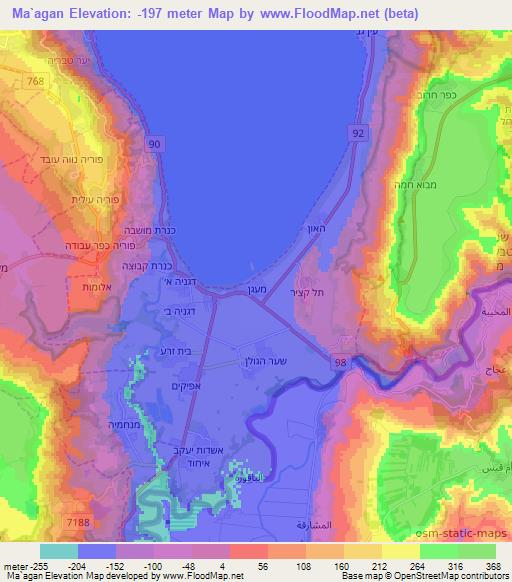 Ma`agan,Syria Elevation Map