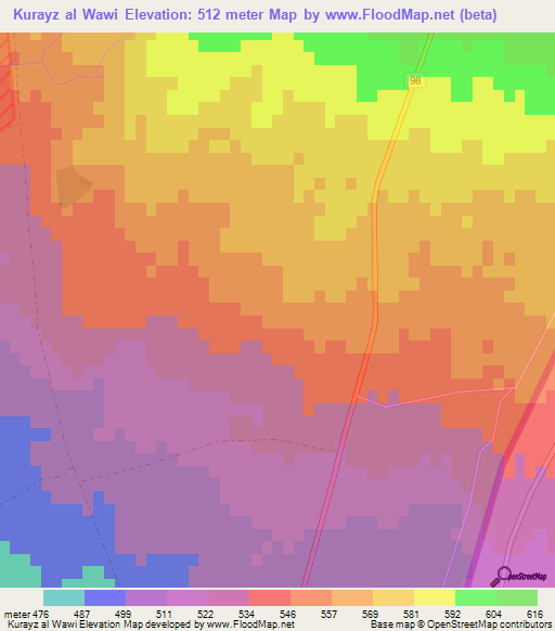 Kurayz al Wawi,Syria Elevation Map