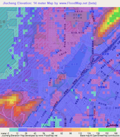 Jiucheng,Taiwan Elevation Map