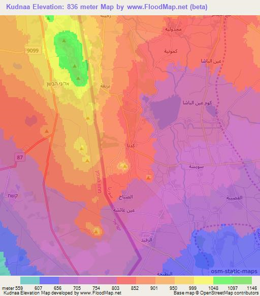Kudnaa,Syria Elevation Map