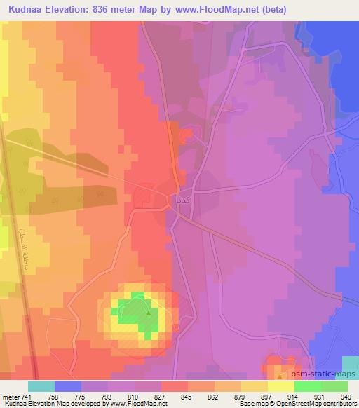 Kudnaa,Syria Elevation Map