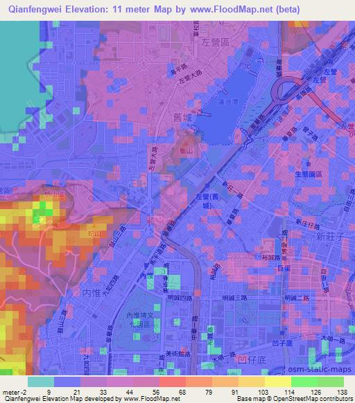 Qianfengwei,Taiwan Elevation Map
