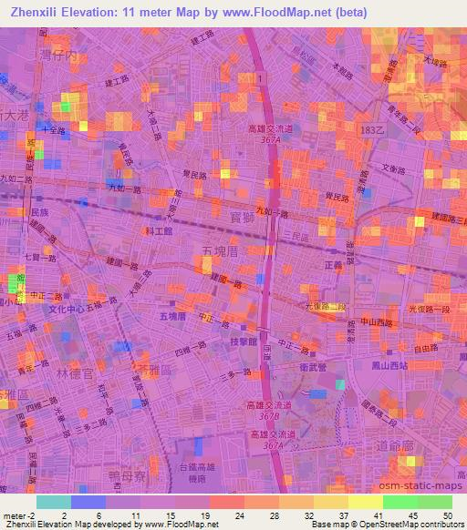 Zhenxili,Taiwan Elevation Map
