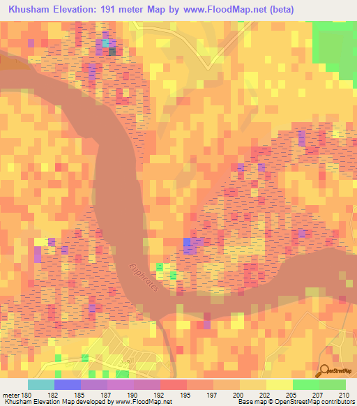 Khusham,Syria Elevation Map