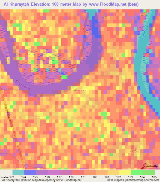 Al Khuraytah,Syria Elevation Map