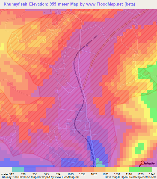 Khunayfisah,Syria Elevation Map
