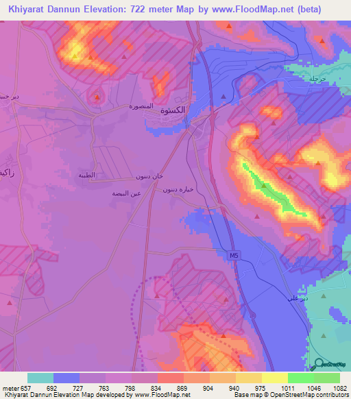 Khiyarat Dannun,Syria Elevation Map