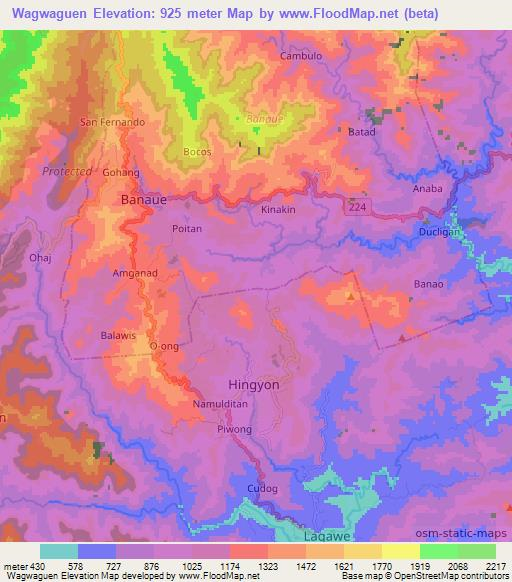 Wagwaguen,Philippines Elevation Map