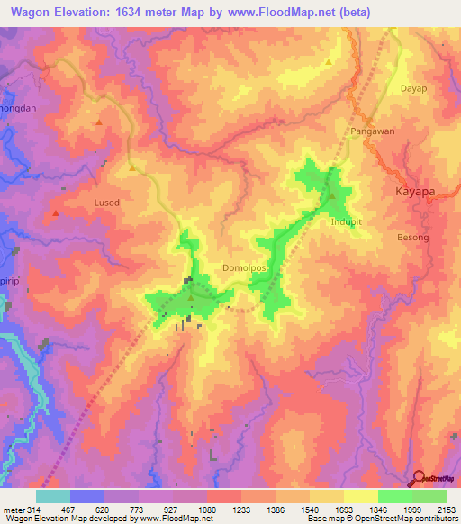 Wagon,Philippines Elevation Map