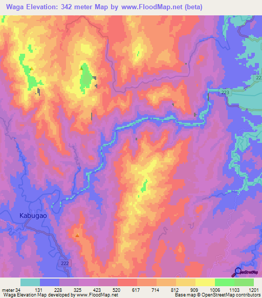 Waga,Philippines Elevation Map