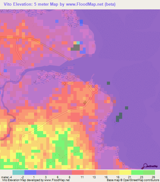 Vito,Philippines Elevation Map